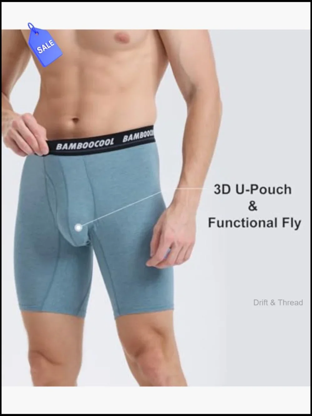 Men's Long Leg Boxer Briefs 5-Pack Sports Performance Underwear